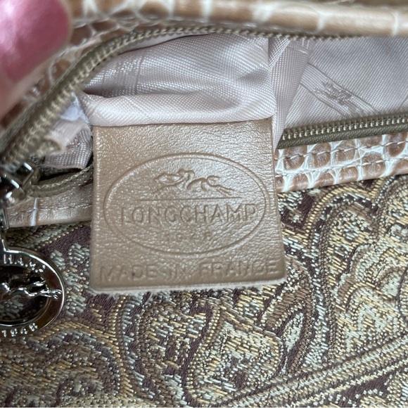 Longchamp Small Alligator Croc Embossed Chain Link Strap Roseau Shoulder Bag - Picture 10 of 16